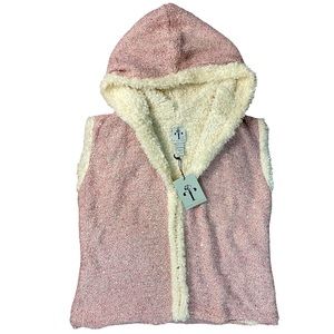 Rain and Rose Pink Sparkle Sherpa Lined Hooded Vest NWT